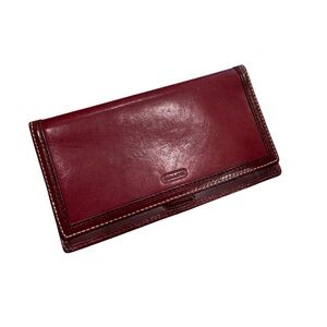 Vintage Coach Burgundy/Red Leather Wallet Checkbook Cover